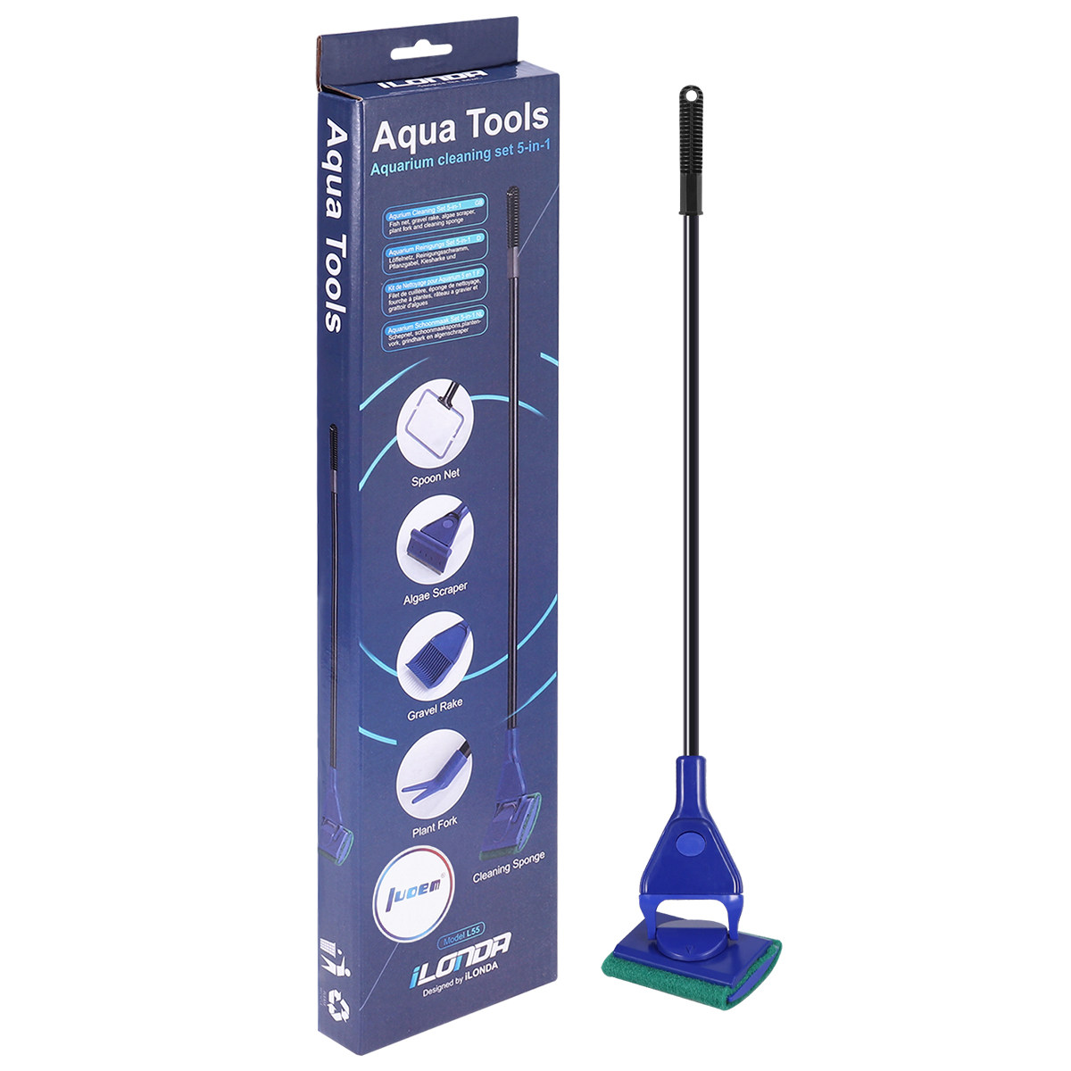 Planted Aquarium Cleaning Kit - Aquarium-Reinigungsset 5-in-1 Aquarium-Werkzeugset mit Algenkratzer, Netz,