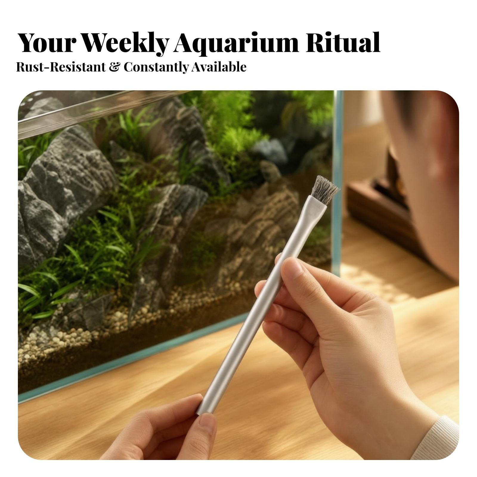 Planted Aquarium Cleaning Kit - Robuste Biofilm-Reinigungsbürste für Aquarium-Felsen, Treibholz, Edelstahl-Draht-Algenkratzer,