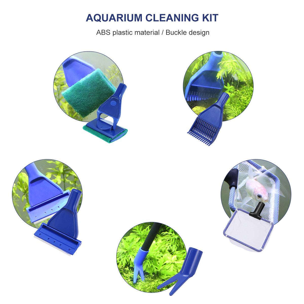 Planted Aquarium Cleaning Kit - Aquarium-Reinigungsset 5-in-1: Glasreiniger, Algenentferner, Bürste, Netz,